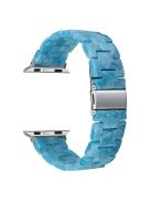 For Apple Watch Series 10 42mm / 9 8 7 41mm / 6 5 4 SE SE (2022) SE (2023) 40mm / 3 2 1 38mm Stylish 3 Beads Resin Strap Replacement Smart Watch Band - Marble Blue