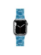 For Apple Watch Series 10 42mm / 9 8 7 41mm / 6 5 4 SE SE (2022) SE (2023) 40mm / 3 2 1 38mm Stylish 3 Beads Resin Strap Replacement Smart Watch Band - Marble Blue