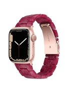 For Apple Watch Series 10 42mm / 9 8 7 41mm / 6 5 4 SE SE (2022) SE (2023) 40mm / 3 2 1 38mm Stylish 3 Beads Resin Strap Replacement Smart Watch Band - Marble Red