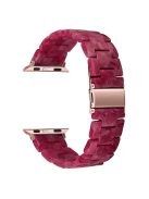 For Apple Watch Series 10 42mm / 9 8 7 41mm / 6 5 4 SE SE (2022) SE (2023) 40mm / 3 2 1 38mm Stylish 3 Beads Resin Strap Replacement Smart Watch Band - Marble Red