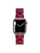 For Apple Watch Series 10 42mm / 9 8 7 41mm / 6 5 4 SE SE (2022) SE (2023) 40mm / 3 2 1 38mm Stylish 3 Beads Resin Strap Replacement Smart Watch Band - Marble Red