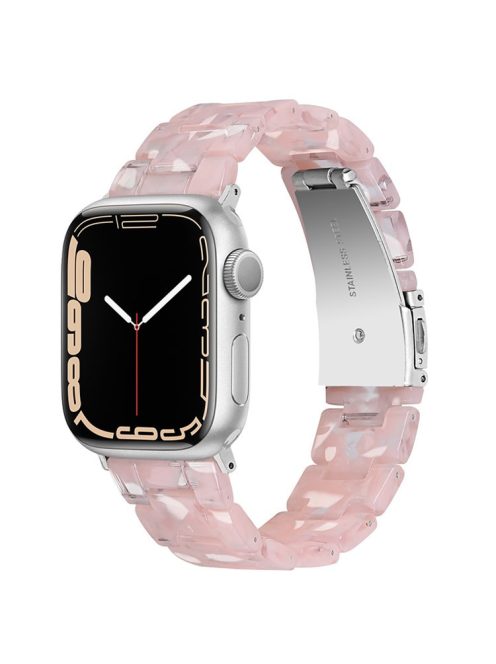 For Apple Watch Series 10 42mm / 9 8 7 41mm / 6 5 4 SE SE (2022) SE (2023) 40mm / 3 2 1 38mm Stylish 3 Beads Resin Strap Replacement Smart Watch Band - Pink