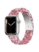 For Apple Watch Series 10 42mm / 9 8 7 41mm / 6 5 4 SE SE (2022) SE (2023) 40mm / 3 2 1 38mm Stylish 3 Beads Resin Strap Replacement Smart Watch Band - Pink / White