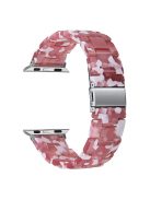 For Apple Watch Series 10 42mm / 9 8 7 41mm / 6 5 4 SE SE (2022) SE (2023) 40mm / 3 2 1 38mm Stylish 3 Beads Resin Strap Replacement Smart Watch Band - Pink / White