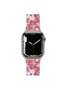 For Apple Watch Series 10 42mm / 9 8 7 41mm / 6 5 4 SE SE (2022) SE (2023) 40mm / 3 2 1 38mm Stylish 3 Beads Resin Strap Replacement Smart Watch Band - Pink / White