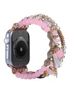 For Apple Watch Series 10 42mm / 9 8 7 41mm / 6 5 4 SE SE (2022) SE (2023) 40mm / 3 2 1 38mm Stylish Agate + Stainless Steel Bracelet Watch Strap Watch Band - Pink