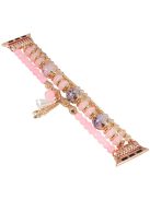 For Apple Watch Series 10 42mm / 9 8 7 41mm / 6 5 4 SE SE (2022) SE (2023) 40mm / 3 2 1 38mm Stylish Agate + Stainless Steel Bracelet Watch Strap Watch Band - Pink