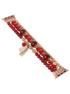 For Apple Watch Series 10 42mm / 9 8 7 41mm / 6 5 4 SE SE (2022) SE (2023) 40mm / 3 2 1 38mm Stylish Agate + Stainless Steel Bracelet Watch Strap Watch Band - Red