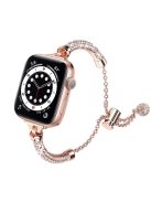 For Apple Watch Series 10 42mm / 9 8 7 41mm / 6 5 4 SE SE (2022) SE (2023) 40mm / 3 2 1 38mm Stylish Bracelet Rhinestone Decor Metal Watch Band Wrist Strap Replacement - Rose Gold