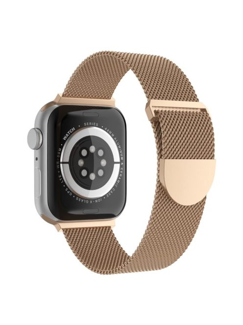 For Apple Watch Series 10 42mm / 9 8 7 41mm / 6 5 4 SE SE (2022) SE (2023) 40mm / 3 2 1 38mm Stylish Milanese Fine Mesh Metal Smart Watch Band Wrist Strap with Mini Buckle - Rose Gold