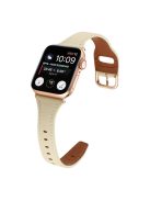 For Apple Watch Series 10 42mm / 9 8 7 41mm / 6 5 4 SE SE (2022) SE (2023) 40mm / 3 2 1 38mm T-Shaped Watch Strap Genuine Leather Wrist Band - Beige