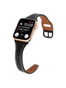 For Apple Watch Series 10 42mm / 9 8 7 41mm / 6 5 4 SE SE (2022) SE (2023) 40mm / 3 2 1 38mm T-Shaped Watch Strap Genuine Leather Wrist Band - Black / Black Buckle