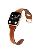 For Apple Watch Series 10 42mm / 9 8 7 41mm / 6 5 4 SE SE (2022) SE (2023) 40mm / 3 2 1 38mm T-Shaped Watch Strap Genuine Leather Wrist Band - Brown / Rose Gold Buckle