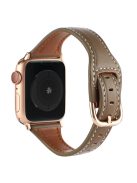 For Apple Watch Series 10 42mm / 9 8 7 41mm / 6 5 4 SE SE (2022) SE (2023) 40mm / 3 2 1 38mm T-Shaped Watch Strap Genuine Leather Wrist Band - Grey Brown