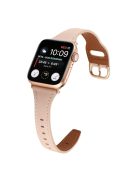 For Apple Watch Series 10 42mm / 9 8 7 41mm / 6 5 4 SE SE (2022) SE (2023) 40mm / 3 2 1 38mm T-Shaped Watch Strap Genuine Leather Wrist Band - Pink