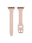 For Apple Watch Series 10 42mm / 9 8 7 41mm / 6 5 4 SE SE (2022) SE (2023) 40mm / 3 2 1 38mm T-Shaped Watch Strap Genuine Leather Wrist Band - Pink