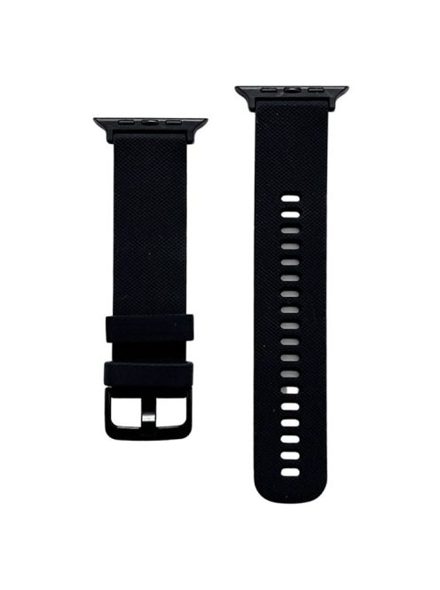 For Apple Watch Series 10 42mm / 9 8 7 41mm / 6 5 4 SE SE (2022) SE (2023) 40mm / 3 2 1 38mm Textured Silicone Smart Watch Band Wrist Strap Replacement - Black