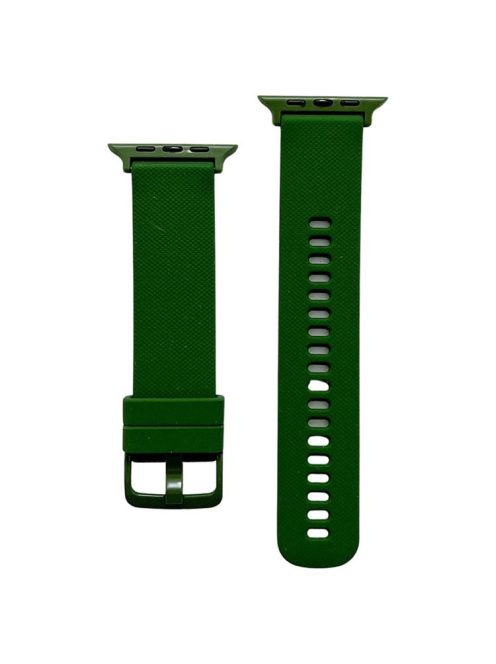 For Apple Watch Series 10 42mm / 9 8 7 41mm / 6 5 4 SE SE (2022) SE (2023) 40mm / 3 2 1 38mm Textured Silicone Smart Watch Band Wrist Strap Replacement - Blackish Green