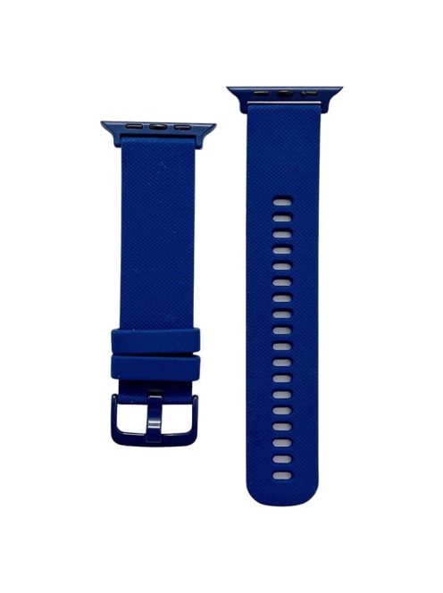 For Apple Watch Series 10 42mm / 9 8 7 41mm / 6 5 4 SE SE (2022) SE (2023) 40mm / 3 2 1 38mm Textured Silicone Smart Watch Band Wrist Strap Replacement - Blue