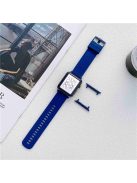 For Apple Watch Series 10 42mm / 9 8 7 41mm / 6 5 4 SE SE (2022) SE (2023) 40mm / 3 2 1 38mm Textured Silicone Smart Watch Band Wrist Strap Replacement - Blue