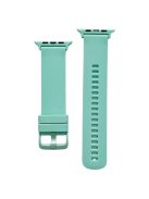 For Apple Watch Series 10 42mm / 9 8 7 41mm / 6 5 4 SE SE (2022) SE (2023) 40mm / 3 2 1 38mm Textured Silicone Smart Watch Band Wrist Strap Replacement - Cyan