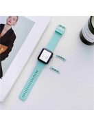 For Apple Watch Series 10 42mm / 9 8 7 41mm / 6 5 4 SE SE (2022) SE (2023) 40mm / 3 2 1 38mm Textured Silicone Smart Watch Band Wrist Strap Replacement - Cyan