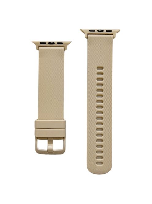 For Apple Watch Series 10 42mm / 9 8 7 41mm / 6 5 4 SE SE (2022) SE (2023) 40mm / 3 2 1 38mm Textured Silicone Smart Watch Band Wrist Strap Replacement - Khaki