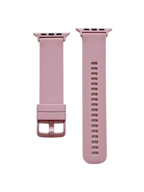 For Apple Watch Series 10 42mm / 9 8 7 41mm / 6 5 4 SE SE (2022) SE (2023) 40mm / 3 2 1 38mm Textured Silicone Smart Watch Band Wrist Strap Replacement - Pink