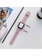 For Apple Watch Series 10 42mm / 9 8 7 41mm / 6 5 4 SE SE (2022) SE (2023) 40mm / 3 2 1 38mm Textured Silicone Smart Watch Band Wrist Strap Replacement - Pink