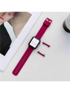 For Apple Watch Series 10 42mm / 9 8 7 41mm / 6 5 4 SE SE (2022) SE (2023) 40mm / 3 2 1 38mm Textured Silicone Smart Watch Band Wrist Strap Replacement - Red