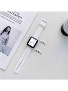 For Apple Watch Series 10 42mm / 9 8 7 41mm / 6 5 4 SE SE (2022) SE (2023) 40mm / 3 2 1 38mm Textured Silicone Smart Watch Band Wrist Strap Replacement - White