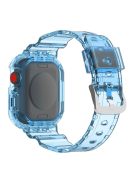 For Apple Watch Series 10 42mm / 9 8 7 41mm / 6 5 4 SE SE (2022) SE (2023) 40mm / 3 2 1 38mm TPU Watch Strap Adjustable Wrist Band with Anti-Scratch Watch Case - Transparent Blue