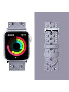 For Apple Watch Series 10 42mm / 9 8 7 41mm / 6 5 4 SE SE (2022) SE (2023) 40mm / 3 2 1 38mm V-Shaped Woven Watch Strap Genuine Leather Wrist Band - Grey