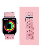 For Apple Watch Series 10 42mm / 9 8 7 41mm / 6 5 4 SE SE (2022) SE (2023) 40mm / 3 2 1 38mm V-Shaped Woven Watch Strap Genuine Leather Wrist Band - Pink