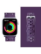 For Apple Watch Series 10 42mm / 9 8 7 41mm / 6 5 4 SE SE (2022) SE (2023) 40mm / 3 2 1 38mm V-Shaped Woven Watch Strap Genuine Leather Wrist Band - Purple