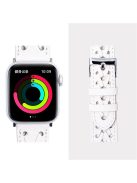 For Apple Watch Series 10 42mm / 9 8 7 41mm / 6 5 4 SE SE (2022) SE (2023) 40mm / 3 2 1 38mm V-Shaped Woven Watch Strap Genuine Leather Wrist Band - White