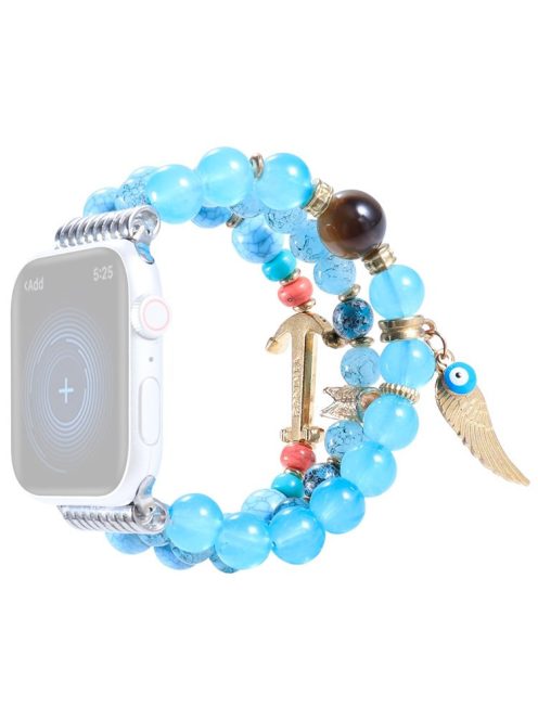 For Apple Watch Series 10 42mm / 9 8 7 41mm / 6 5 4 SE SE (2022) SE (2023) 40mm / 3 2 1 38mm Watch Band Colorful Bead Decorated Bracelet Smart Watch Replacement Strap for Women Girls - Blue