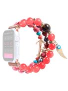 For Apple Watch Series 10 42mm / 9 8 7 41mm / 6 5 4 SE SE (2022) SE (2023) 40mm / 3 2 1 38mm Watch Band Colorful Bead Decorated Bracelet Smart Watch Replacement Strap for Women Girls - Red