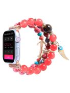 For Apple Watch Series 10 42mm / 9 8 7 41mm / 6 5 4 SE SE (2022) SE (2023) 40mm / 3 2 1 38mm Watch Band Colorful Bead Decorated Bracelet Smart Watch Replacement Strap for Women Girls - Red