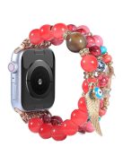 For Apple Watch Series 10 42mm / 9 8 7 41mm / 6 5 4 SE SE (2022) SE (2023) 40mm / 3 2 1 38mm Watch Band Colorful Bead Decorated Bracelet Smart Watch Replacement Strap for Women Girls - Red