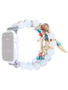 For Apple Watch Series 10 42mm / 9 8 7 41mm / 6 5 4 SE SE (2022) SE (2023) 40mm / 3 2 1 38mm Watch Band Colorful Bead Decorated Bracelet Smart Watch Replacement Strap for Women Girls - White