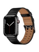 For Apple Watch Series 10 42mm / 9 8 7 41mm / 6 5 4 SE SE (2022) SE (2023) 40mm / 3 2 1 38mm Watch Band Genuine Leather Strap with Stainless Steel Buckle Clasp - Black