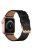 For Apple Watch Series 10 42mm / 9 8 7 41mm / 6 5 4 SE SE (2022) SE (2023) 40mm / 3 2 1 38mm Watch Band Genuine Leather Strap with Stainless Steel Buckle Clasp - Black / Rose Gold Buckle