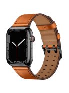 For Apple Watch Series 10 42mm / 9 8 7 41mm / 6 5 4 SE SE (2022) SE (2023) 40mm / 3 2 1 38mm Watch Band Genuine Leather Strap with Stainless Steel Buckle Clasp - Brown / Black Buckle