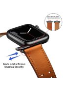 For Apple Watch Series 10 42mm / 9 8 7 41mm / 6 5 4 SE SE (2022) SE (2023) 40mm / 3 2 1 38mm Watch Band Genuine Leather Strap with Stainless Steel Buckle Clasp - Brown / Black Buckle