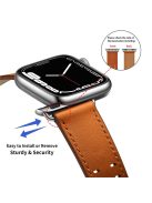 For Apple Watch Series 10 42mm / 9 8 7 41mm / 6 5 4 SE SE (2022) SE (2023) 40mm / 3 2 1 38mm Watch Band Genuine Leather Strap with Stainless Steel Buckle Clasp - Brown / Silver Buckle