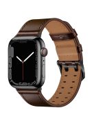 For Apple Watch Series 10 42mm / 9 8 7 41mm / 6 5 4 SE SE (2022) SE (2023) 40mm / 3 2 1 38mm Watch Band Genuine Leather Strap with Stainless Steel Buckle Clasp - Dark Brown