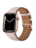 For Apple Watch Series 10 42mm / 9 8 7 41mm / 6 5 4 SE SE (2022) SE (2023) 40mm / 3 2 1 38mm Watch Band Genuine Leather Strap with Stainless Steel Buckle Clasp - Pink