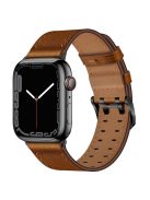 For Apple Watch Series 10 42mm / 9 8 7 41mm / 6 5 4 SE SE (2022) SE (2023) 40mm / 3 2 1 38mm Watch Band Genuine Leather Strap with Stainless Steel Buckle Clasp - Red Brown