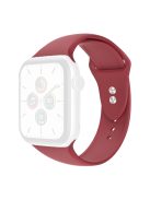 For Apple Watch Series 10 42mm / 9 8 7 41mm / 6 5 4 SE SE (2022) SE (2023) 40mm / 3 2 1 38mm Watch Band Replacement Soft Silicone Sport Strap with Double Buttons Buckle, Size S / M - Dark Red